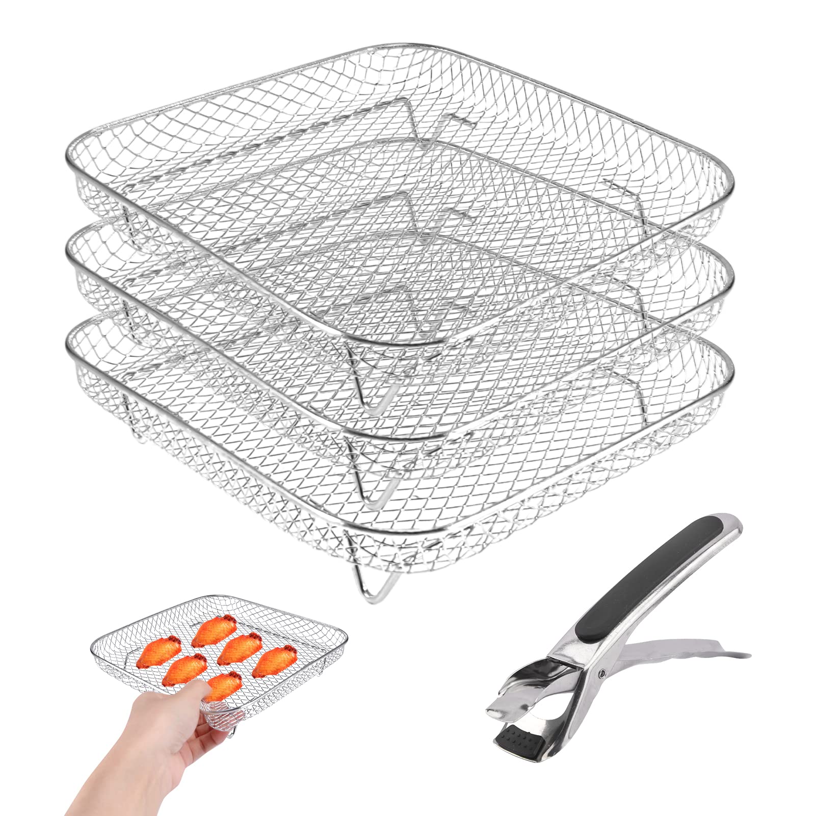 調理器具 riche store Amazon.com: 8 Inch Square Air Fryer Rack, Set of 3 Stackable